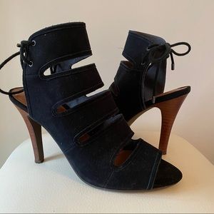 SEYCHELLES Summer Strappy Open Toe Heels in Black